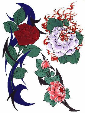 Tatuaggi tattoo Rose rosse bianche