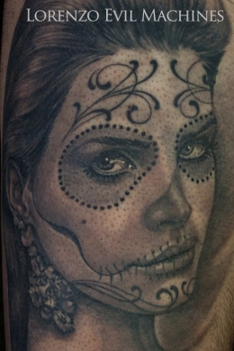 tatuaggio Calavera realistica bianco e nero