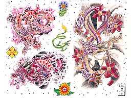 tatuaggio Insetti e fiori